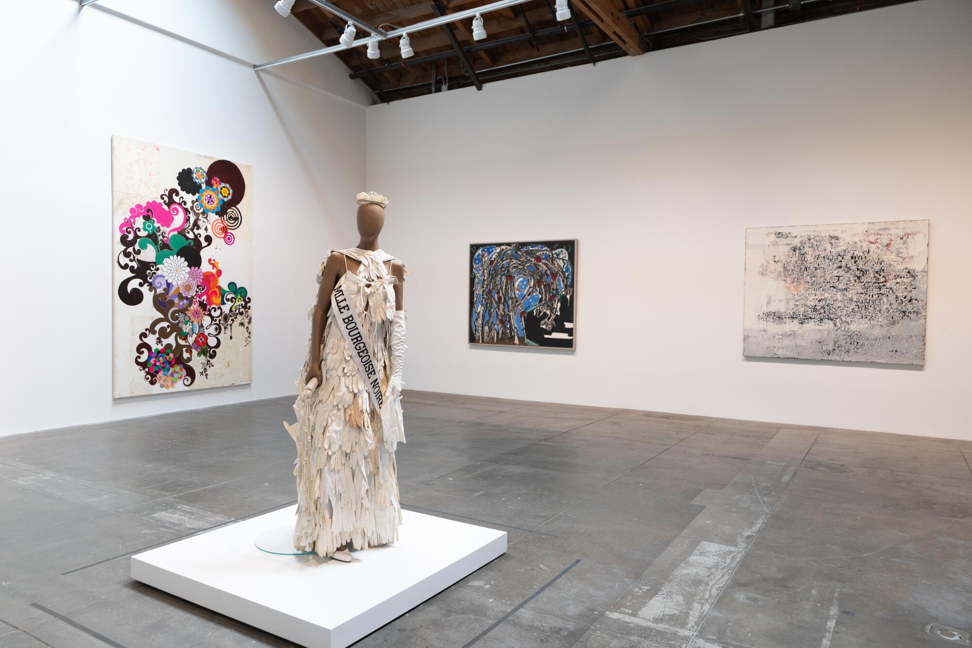 A dress made of white gloves.