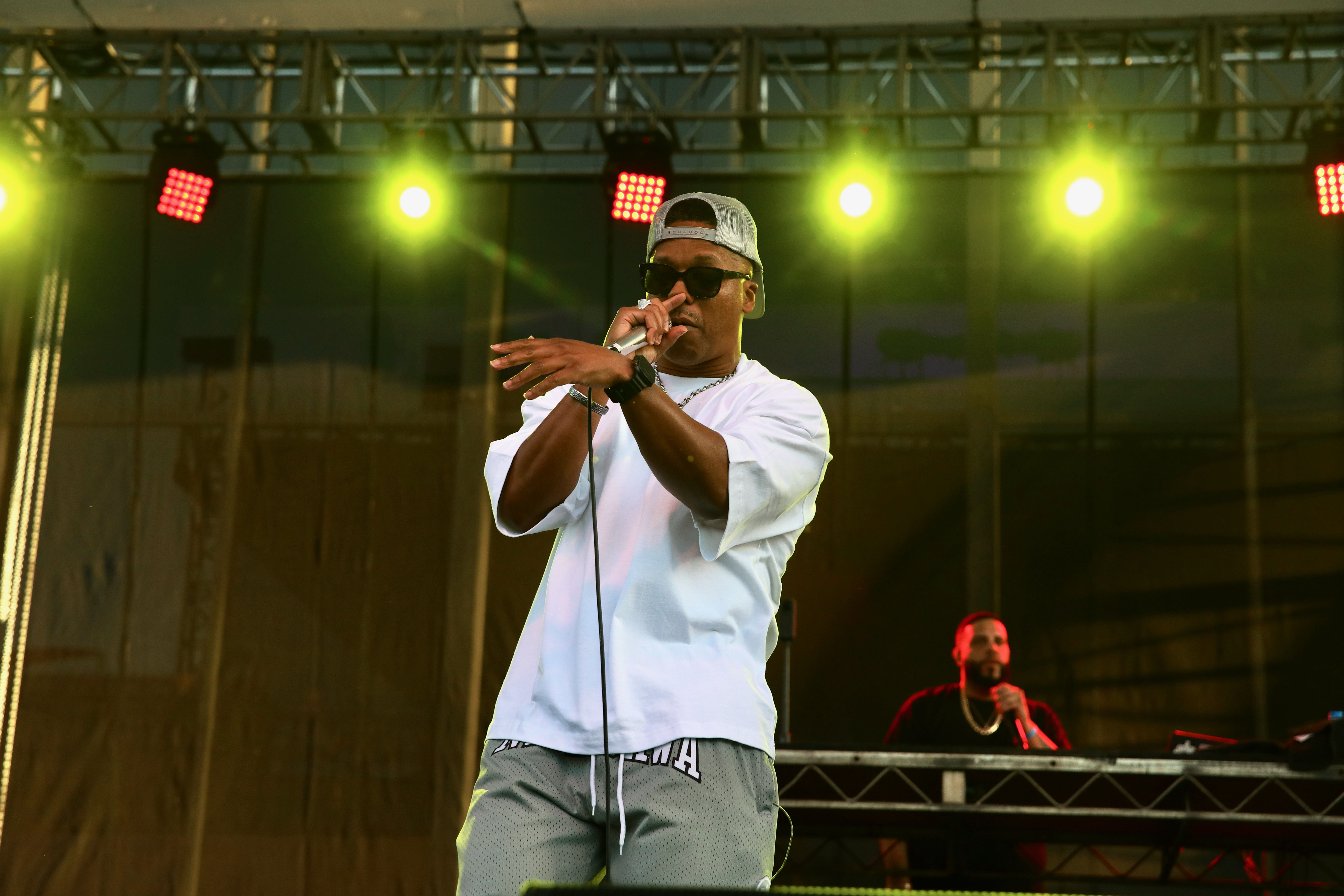 Rapper Lupe Fiasco performs at the Friday evening concert to...
