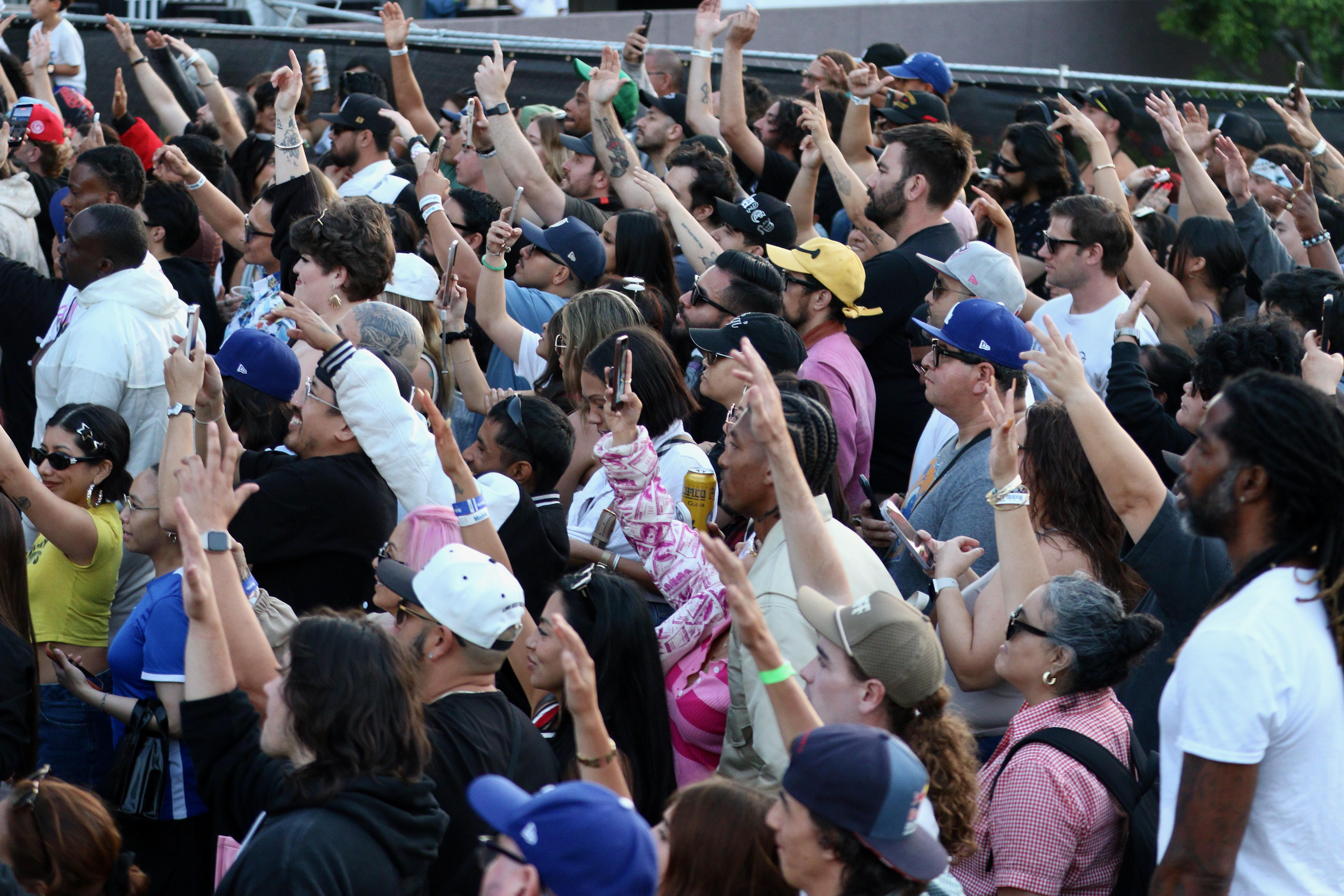 Fans of Lupe Fiasco fill Terrace Theatre Plaza at the...
