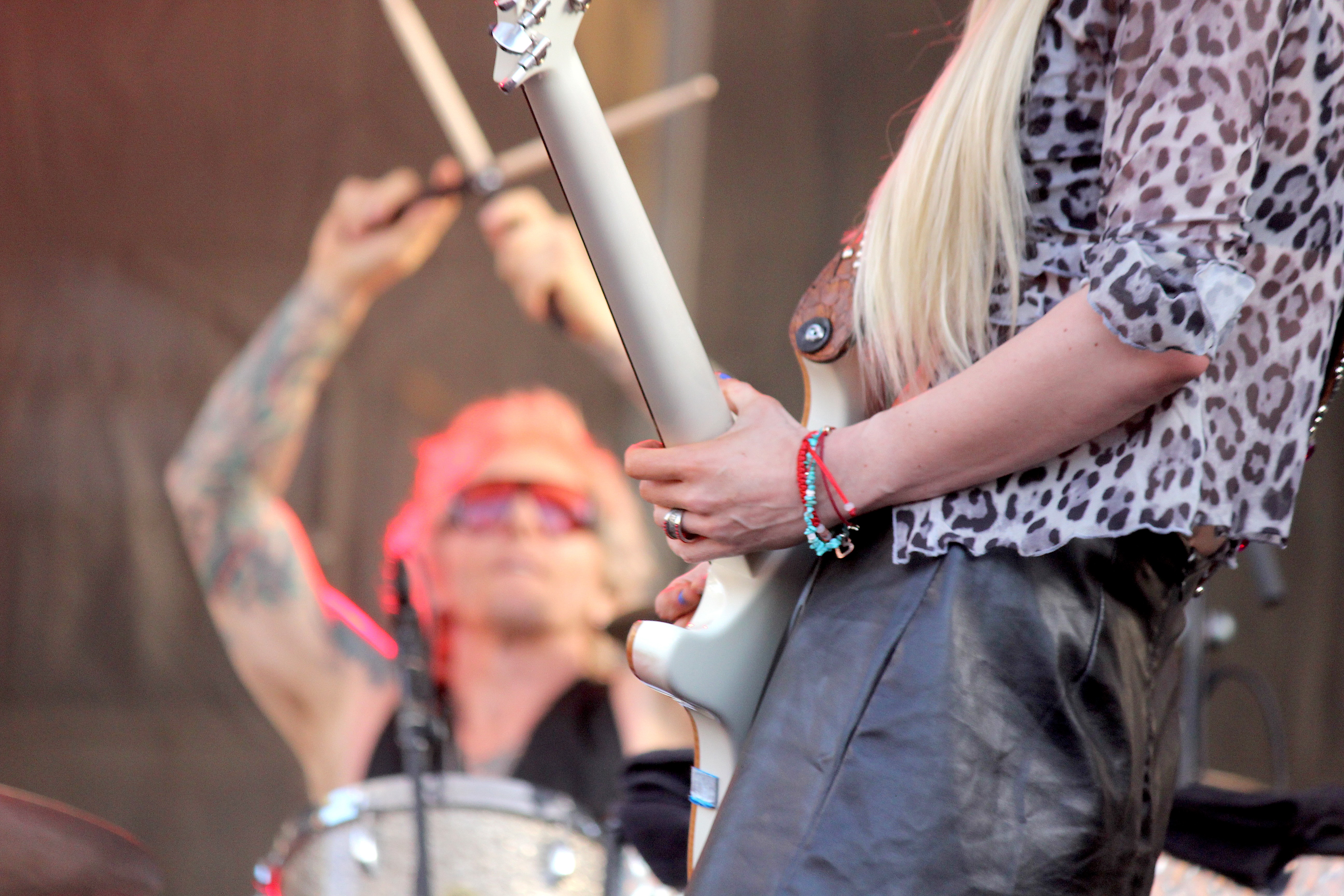 Guitarist/singer Orianthi and drummer Matt Sorum perform with all-star band...