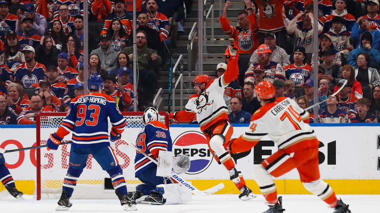 Gauthier breaks late tie as the Ducks beat the Oilers 6-4 in Game 2 to even series