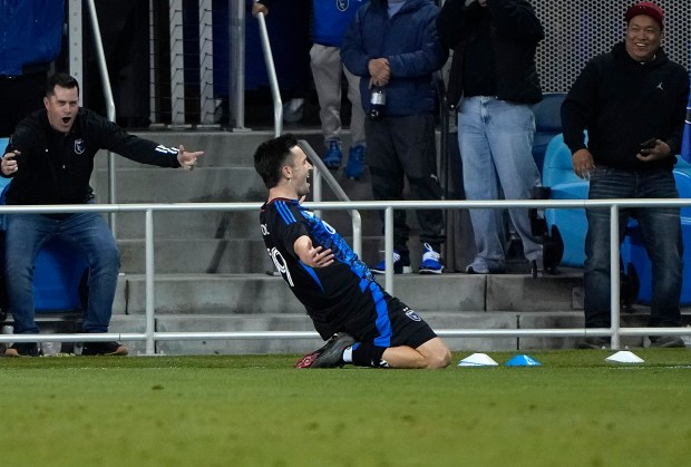 Preston Judd #19 of the San Jose Earthquakes celebrates after scoring a goal against Austin FC during the match at PayPal Park on April 22, 2026 in San Jose, California. (Photo by Thearon W. Henderson/Getty Images)