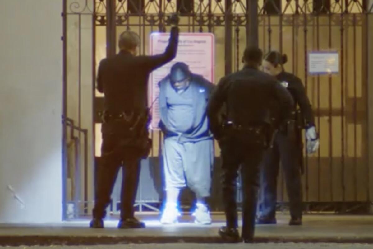 Video screen grab of police detaining a man