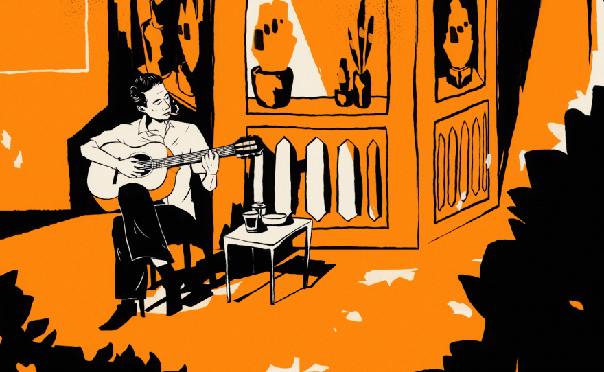 An image from the animated open of the documentary "Y Vân: The Lost Sounds of Saigon" about the legendary Vietnamese composer that screens at Spring Showcase. (2025)