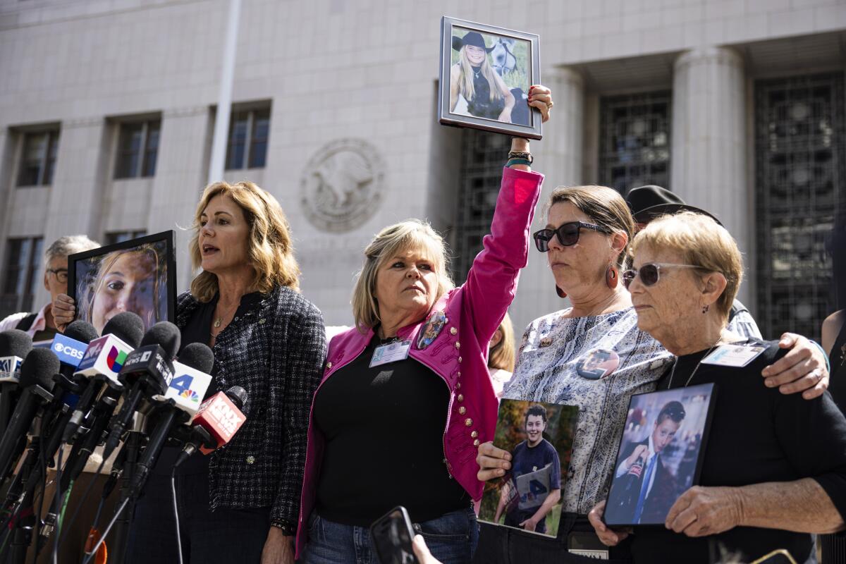 Family of the victims speak to press after hearing the verdict outside the Los Angeles Superior Court