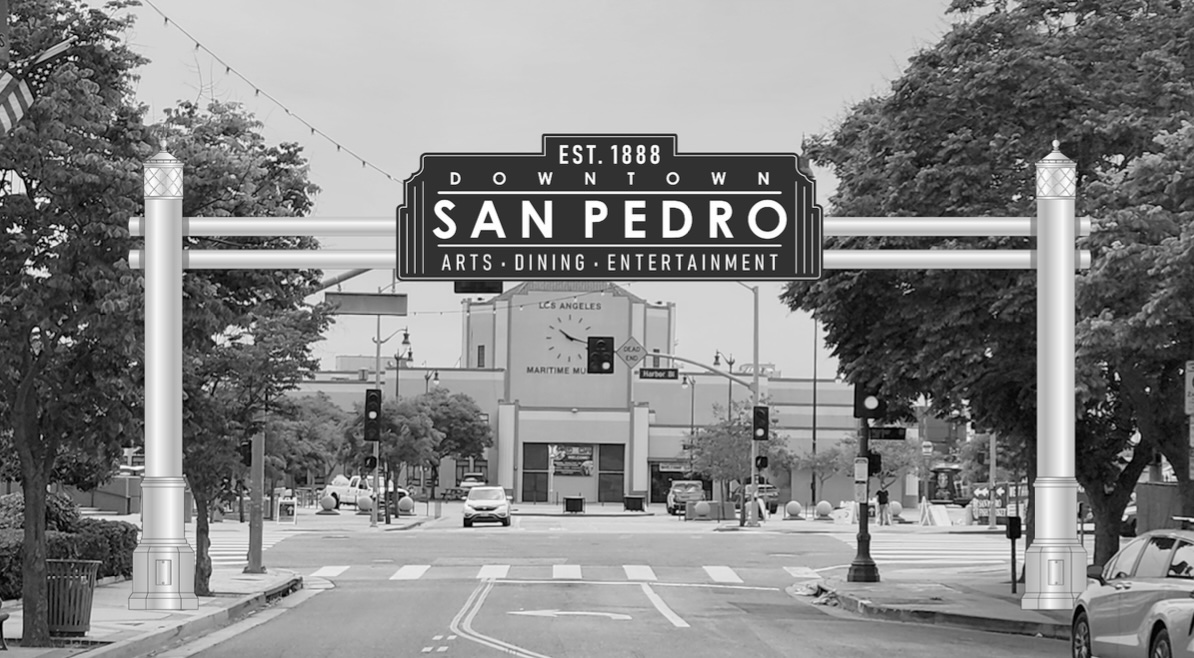San Pedro’s welcome sign that will span across lower Sixth...