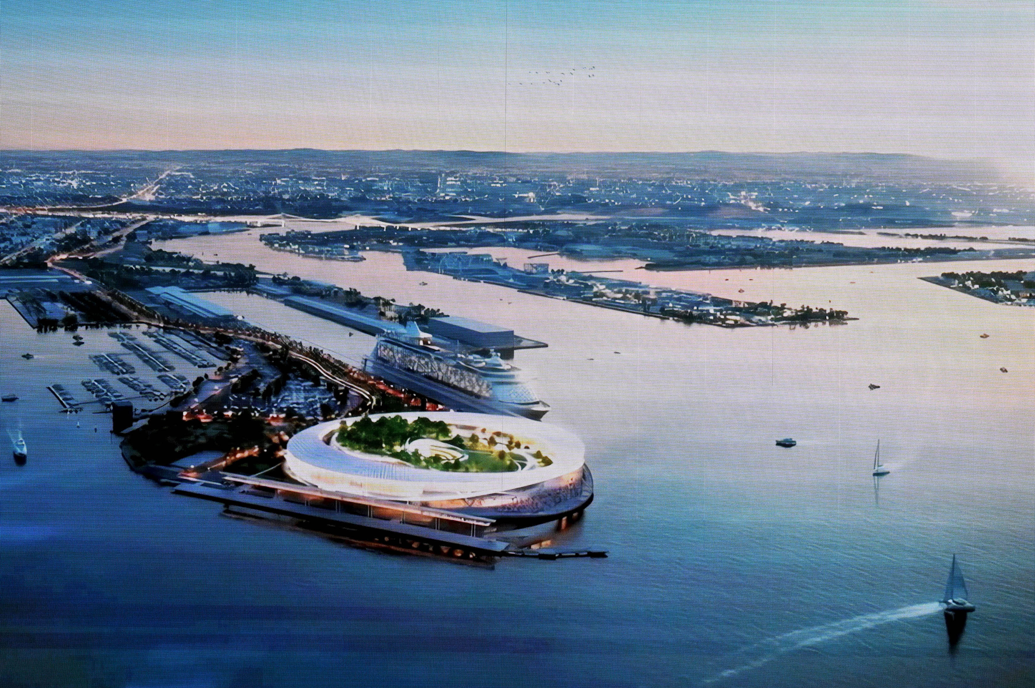 Port of Los Angeles Executive Director Gene Seroka presents renderings...