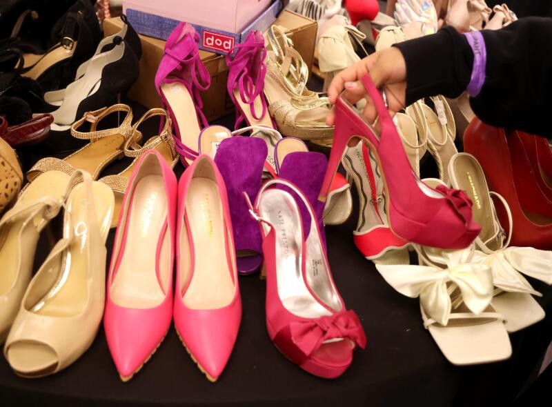 Keila Bernade finds a pair of heels to go with her prom dress.
