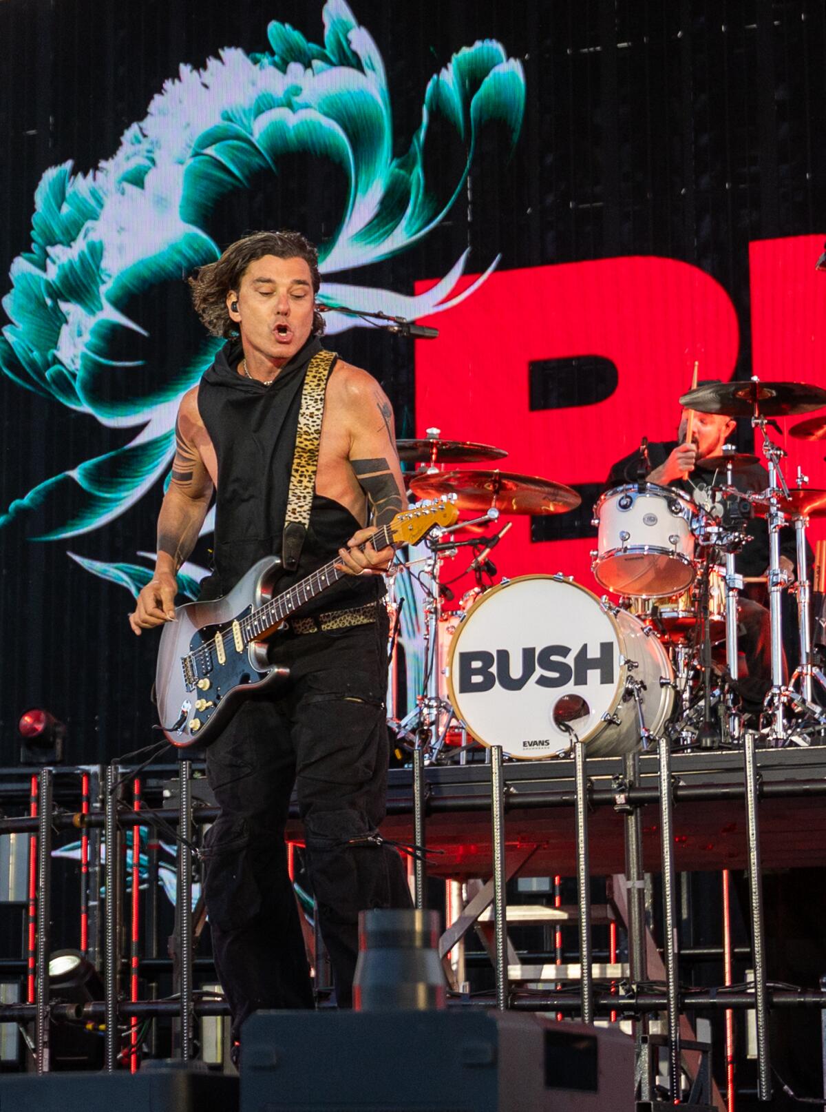 Bush singer and guitarist Gavin Rossdale and drummer Nik Hughes perform at Stagecoach