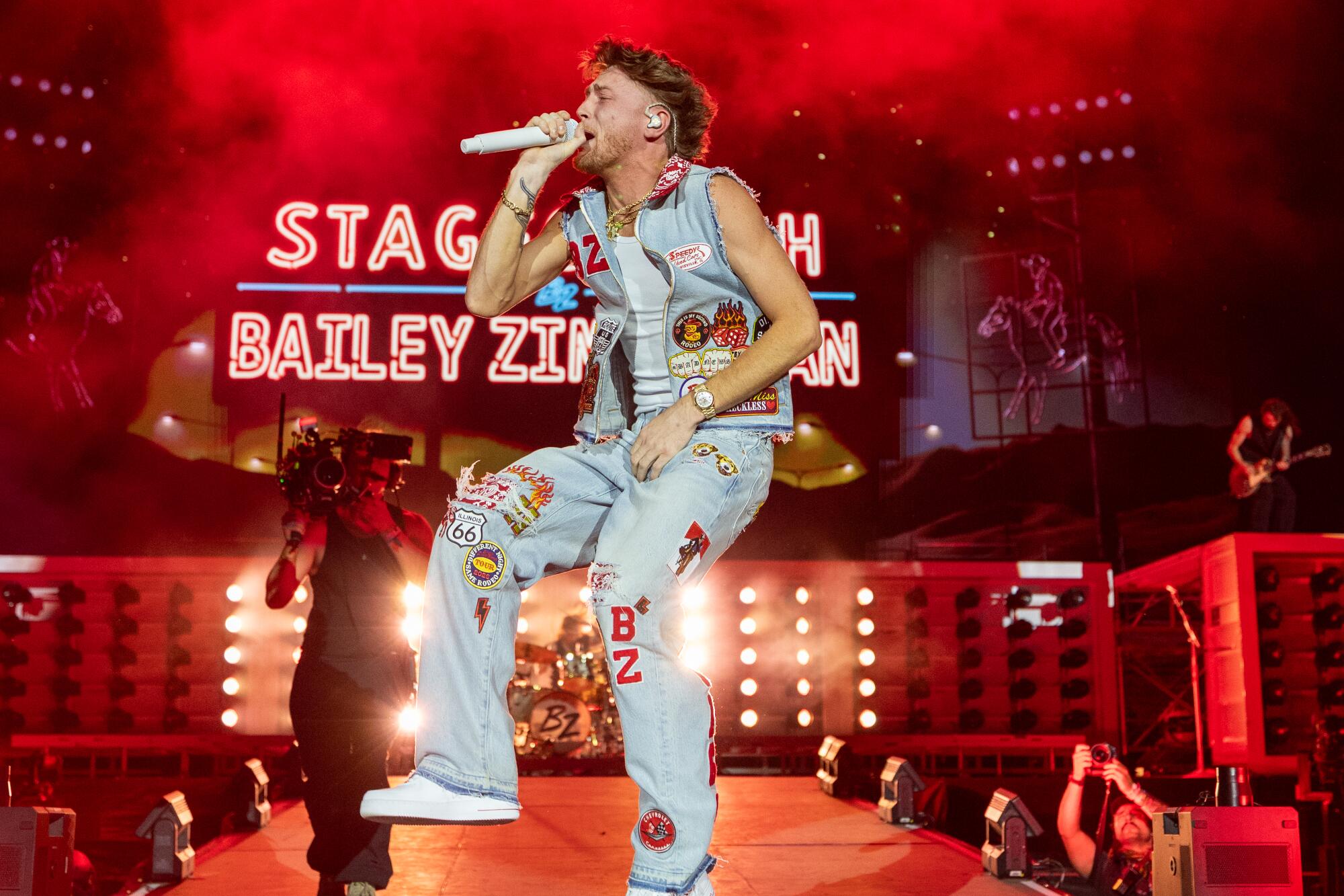 Bailey Zimmerman performs Friday night at the Stagecoach festival in Indio.