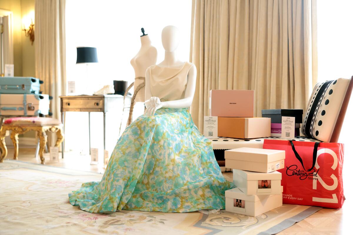 Clothing, shoes, decor and props lined up for auction