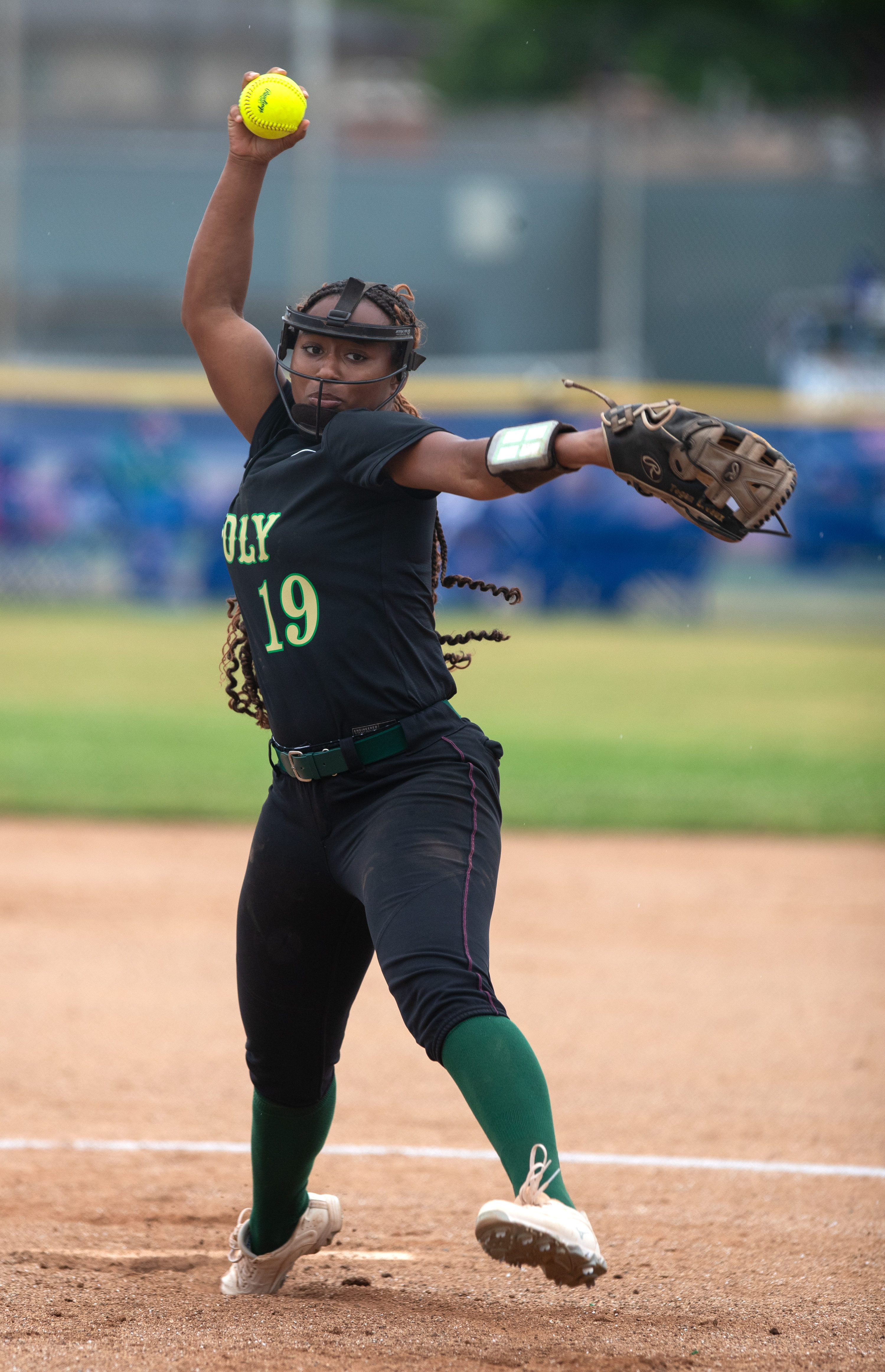 Long Beach Polyâs Tegan Breaux pitches against Millikan during a...