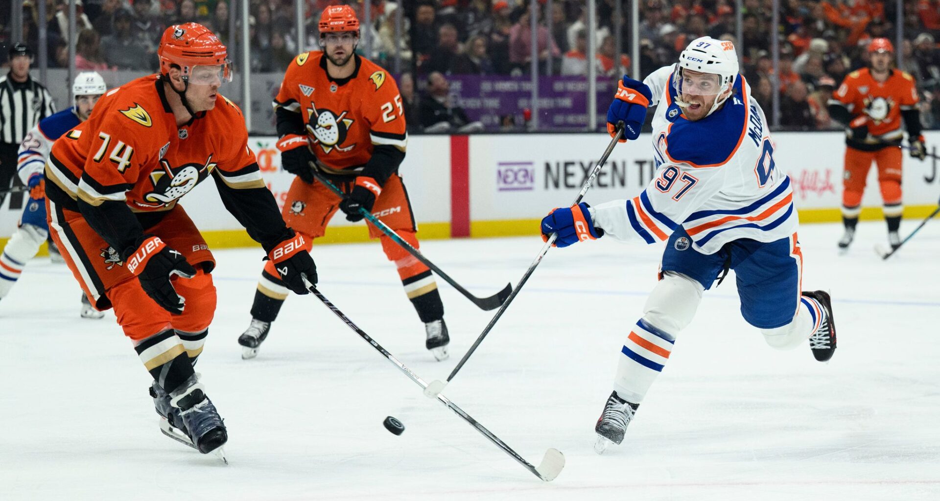 McDavid is a game-time decision as the Oilers face elimination in Game 5 against the Ducks