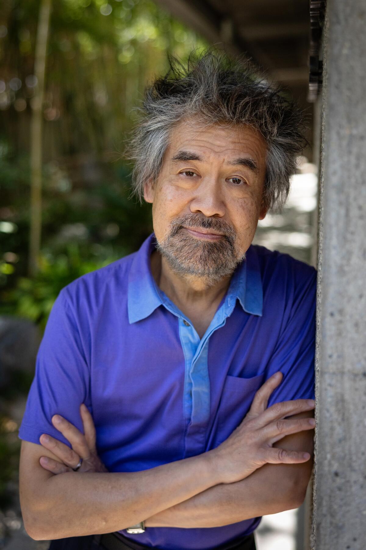 A man in a garden.