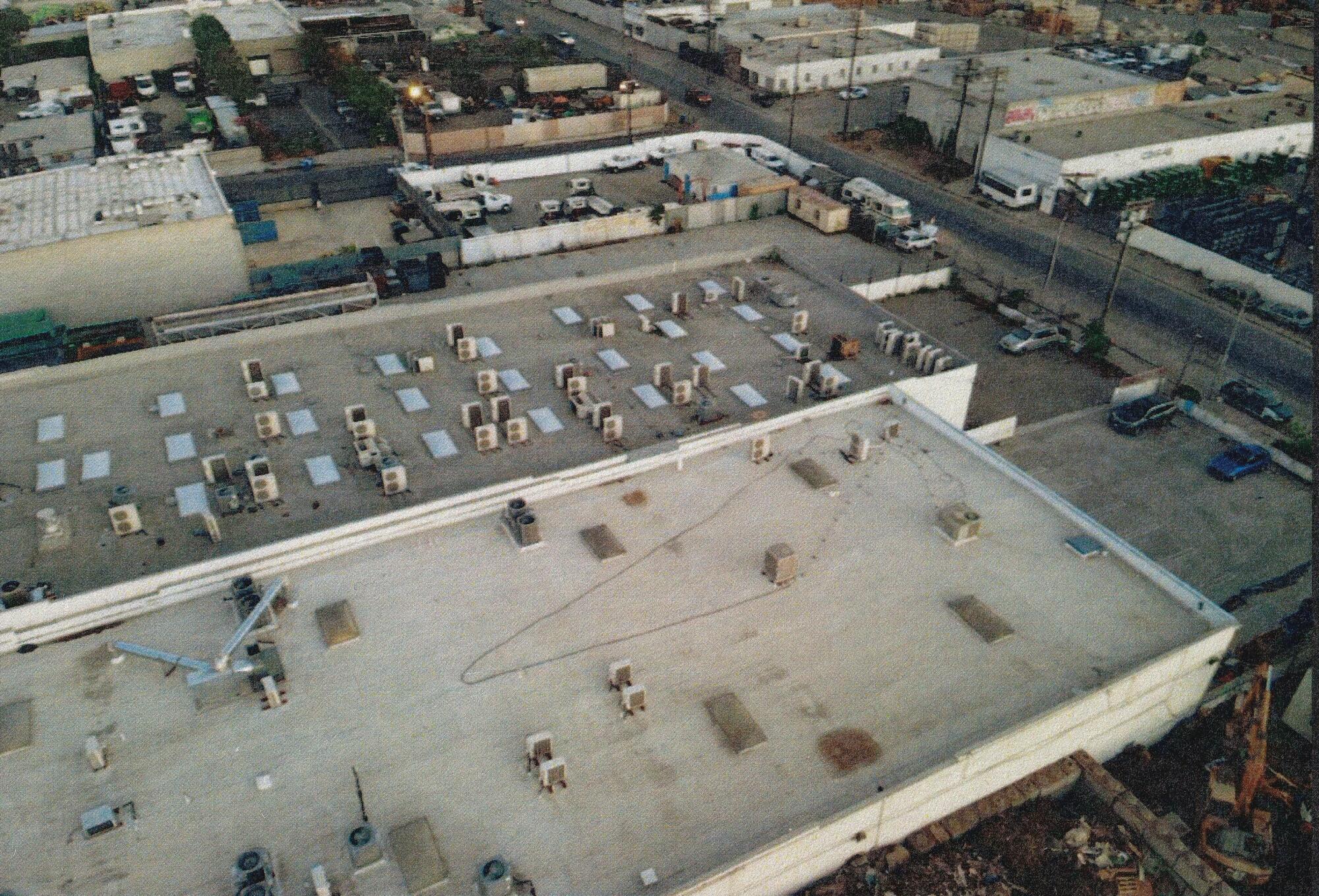 Drone image of building.