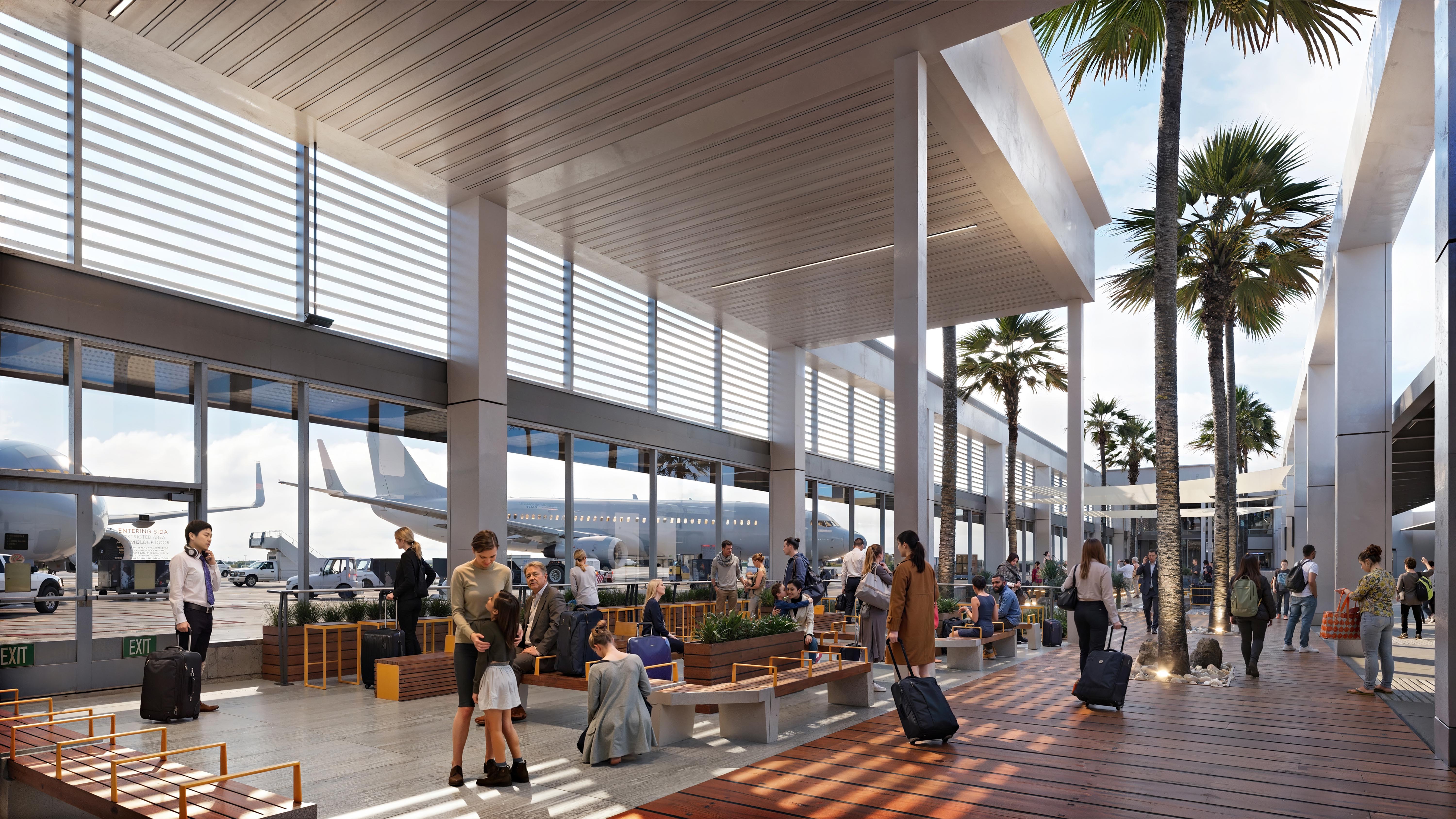 A rendering of planned upgrades to Long Beach Airport’s concourse....