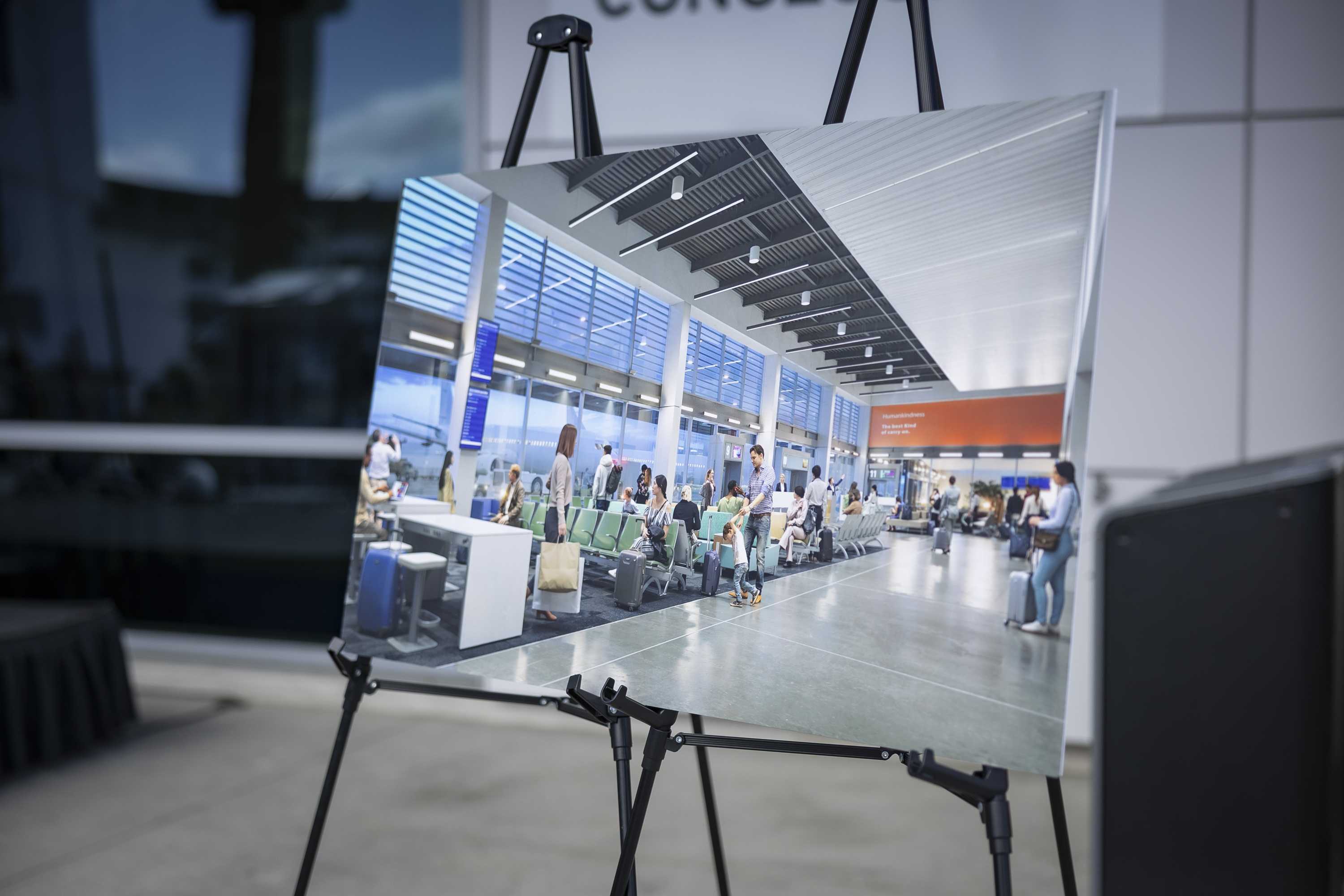 A rendering of proposed upgrades to Long Beach Airport’s concourse...