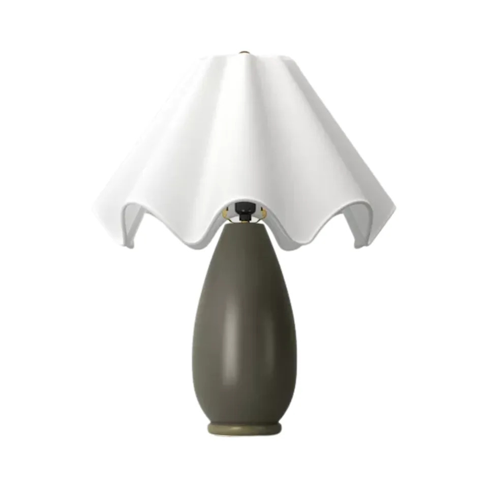 Wavy Shade Collection With Ceramic Base Table Lamp Green - Threshold™