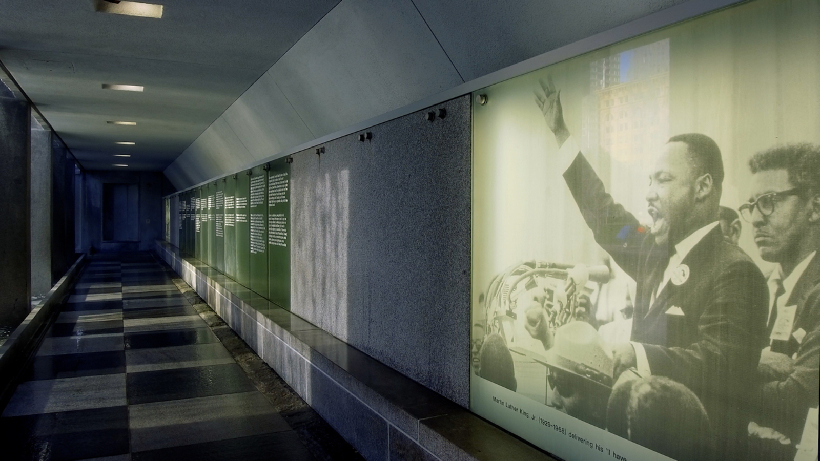 Cascades of Freedom flow at San Francisco' Martin Luther King Jr. memorial