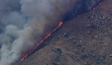 Fire erupts in Riverside County and Los Angeles County amid windy conditions