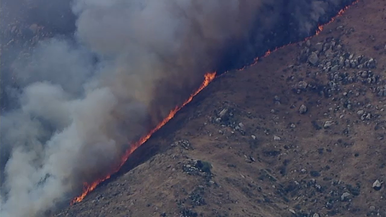 Fire erupts in Riverside County and Los Angeles County amid windy conditions