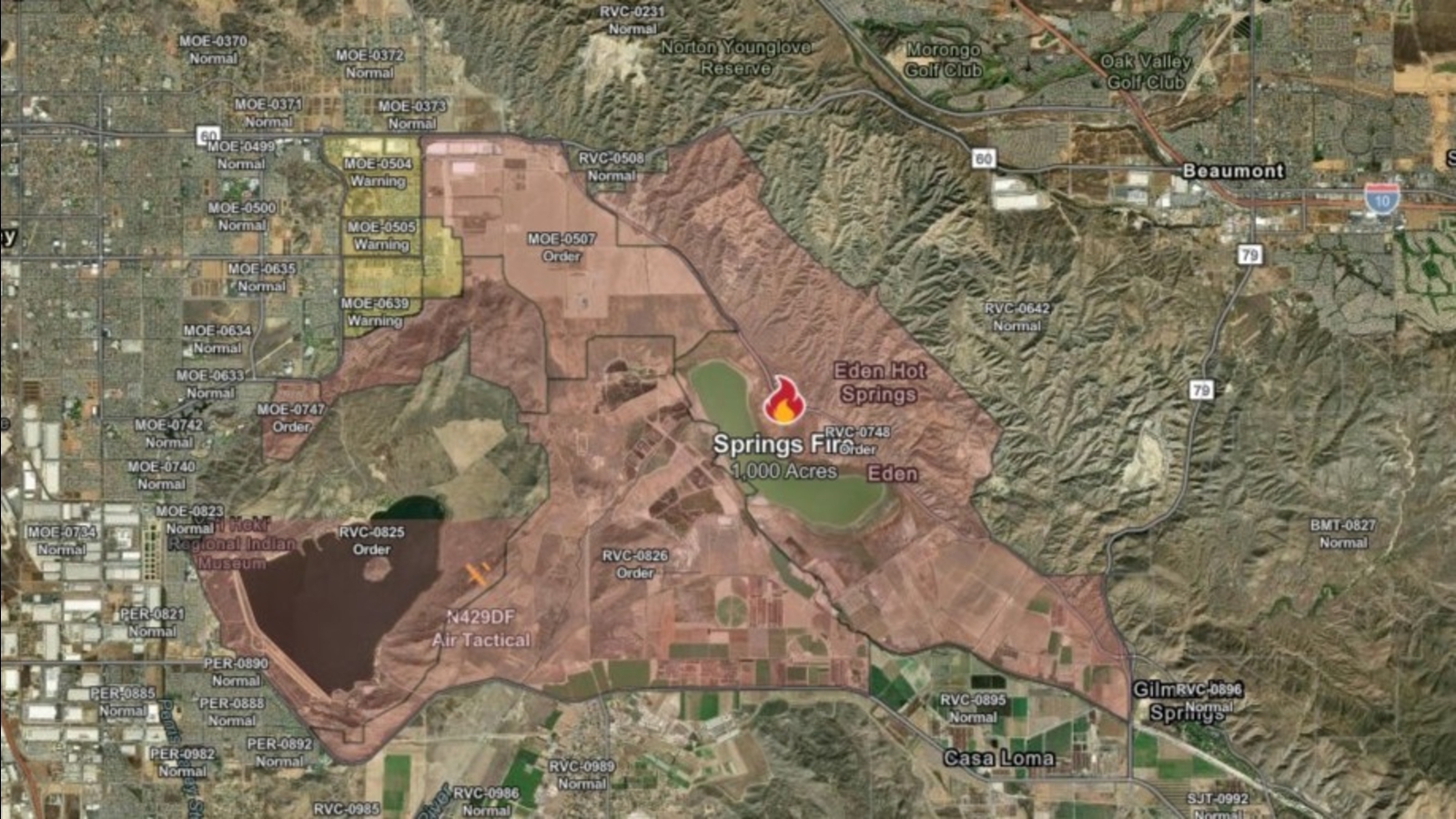 MAP: Springs Fire in Moreno Valley prompts evacuations