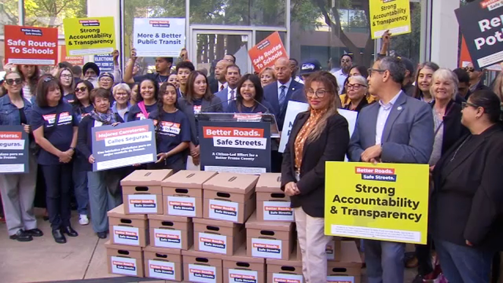 Supporters submit signatures for 'Better Roads, Safe Streets' transportation measure in Fresno