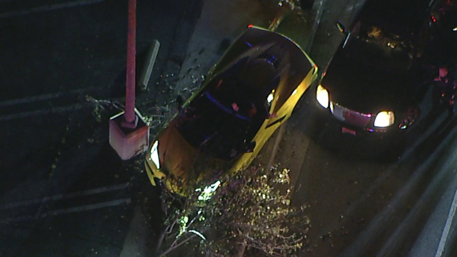 Wild chase ends when speeding Corvette crashes into tree in Torrance