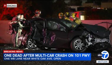 1 killed in multi-vehicle crash on 101 Freeway in Encino; several lanes closed