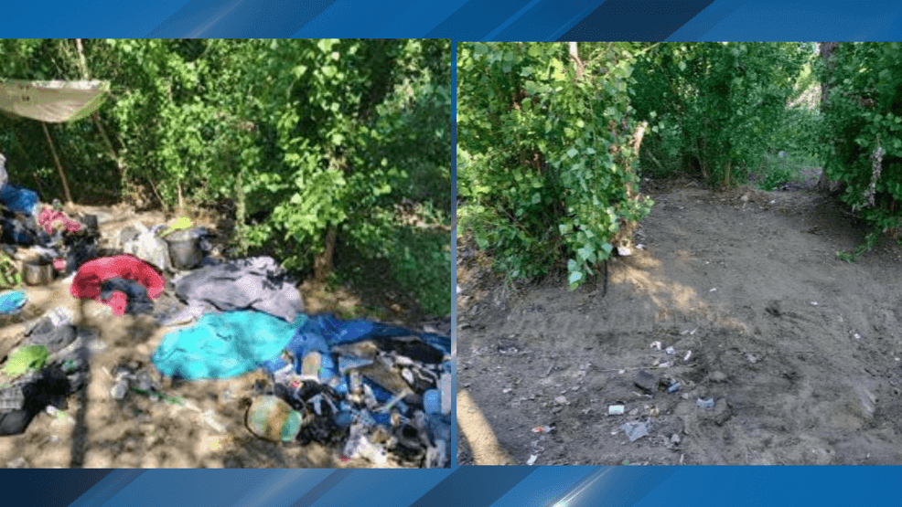 11 people were arrested, four dogs were seized, and 12 tons of trash were removed after an encampment cleanup near the Kern River embankments. PHOTO: BPD