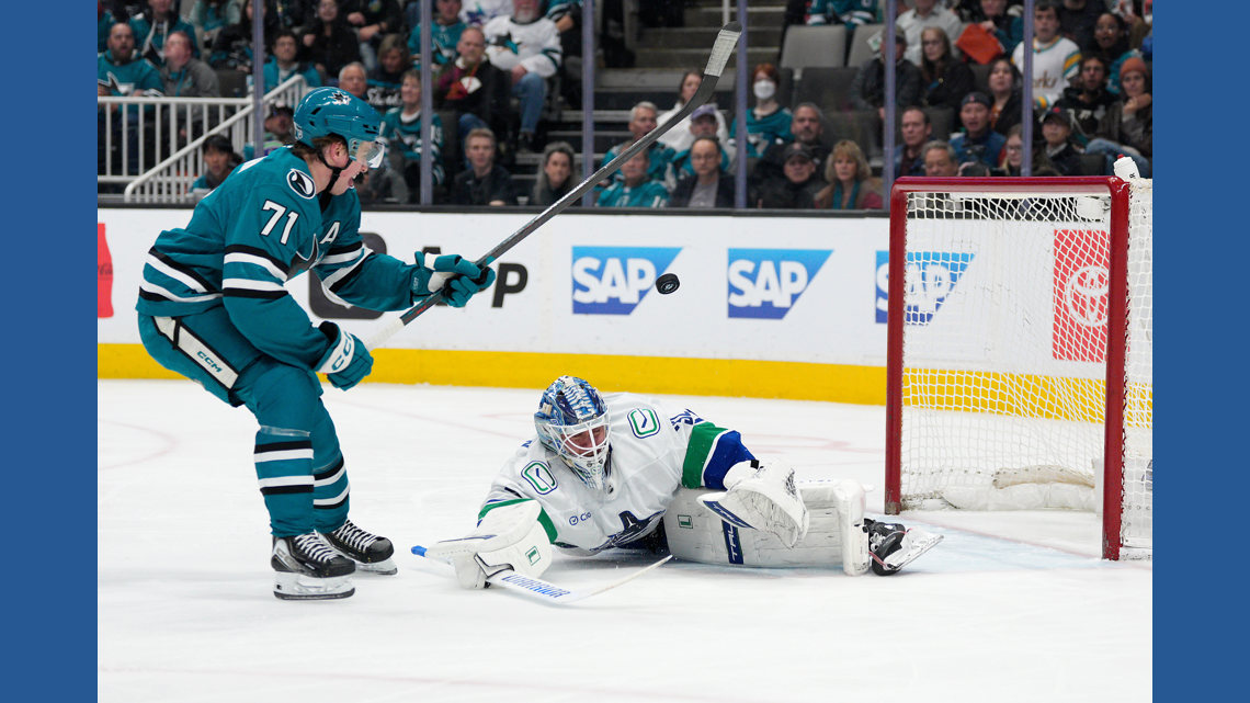 The Canucks deal a blow to the slim playoff hopes for the Sharks with a 4-3 shootout win