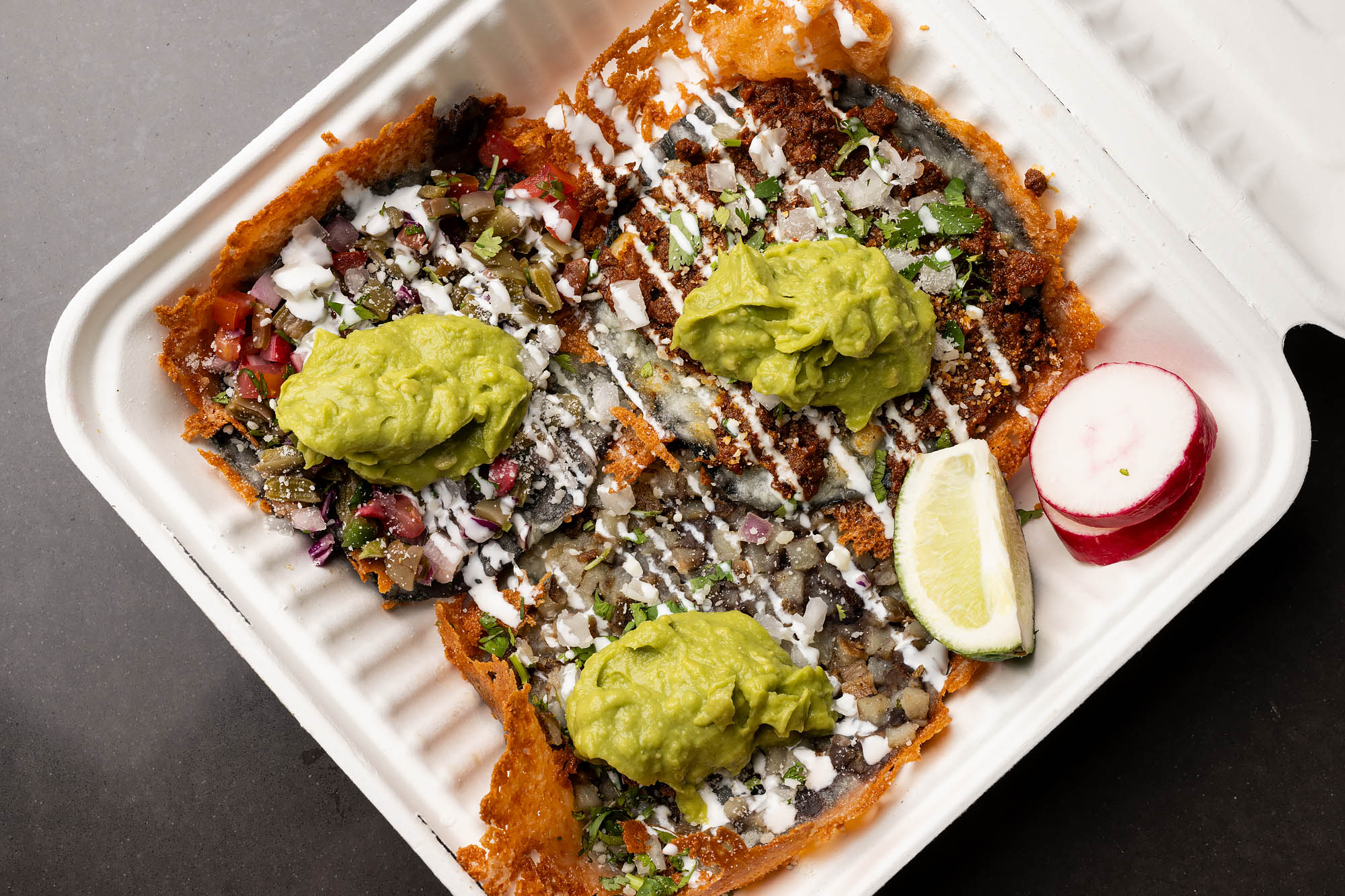Quesatacos at Villa’s Tacos Grand Central Market in Los Angeles.