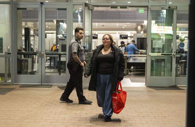 Maria de Jesus Estrada Juarez crosses the United States-Mexico border at the San Ysidro pedestrian crossing on Monday, March 30, 2026, 40 days after being deported from California to Mexico.
