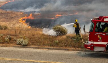 A fast-growing wildfire in windy Southern California triggers evacuations