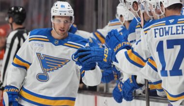 Dylan Holloway's two goals help Blues keep slim playoff hopes alive with 6-2 win over Ducks :: WRAL.com