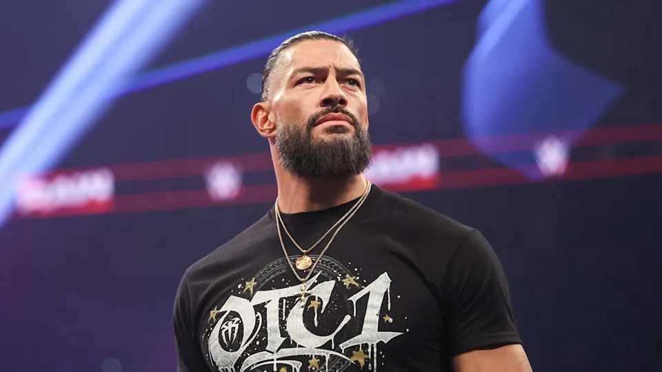 SAN ANTONIO, TEXAS - MARCH 16: Roman Reigns make's his entrance during Monday Night RAW at Frost Bank Center on March 16, 2026 in San Antonio, Texas. (Photo by Meg Oliphant/WWE via Getty Images)