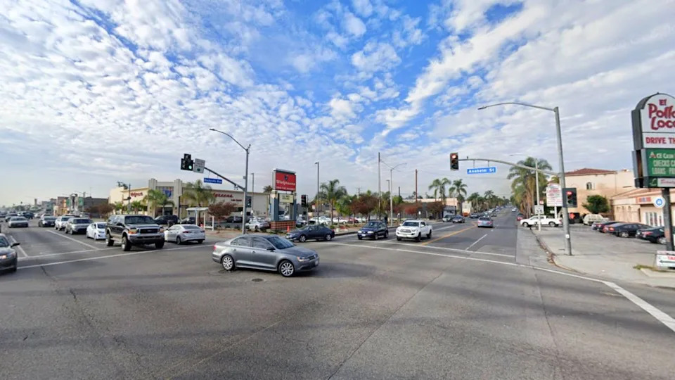 A 54-year-old man was fatally struck by a hit-and-run driver while using a crosswalk at Redondo Avenue and Anaheim Street in Long Beach. (Google Maps)