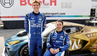 Robert Wickens reacts after narrowly missing GTD Long Beach pole