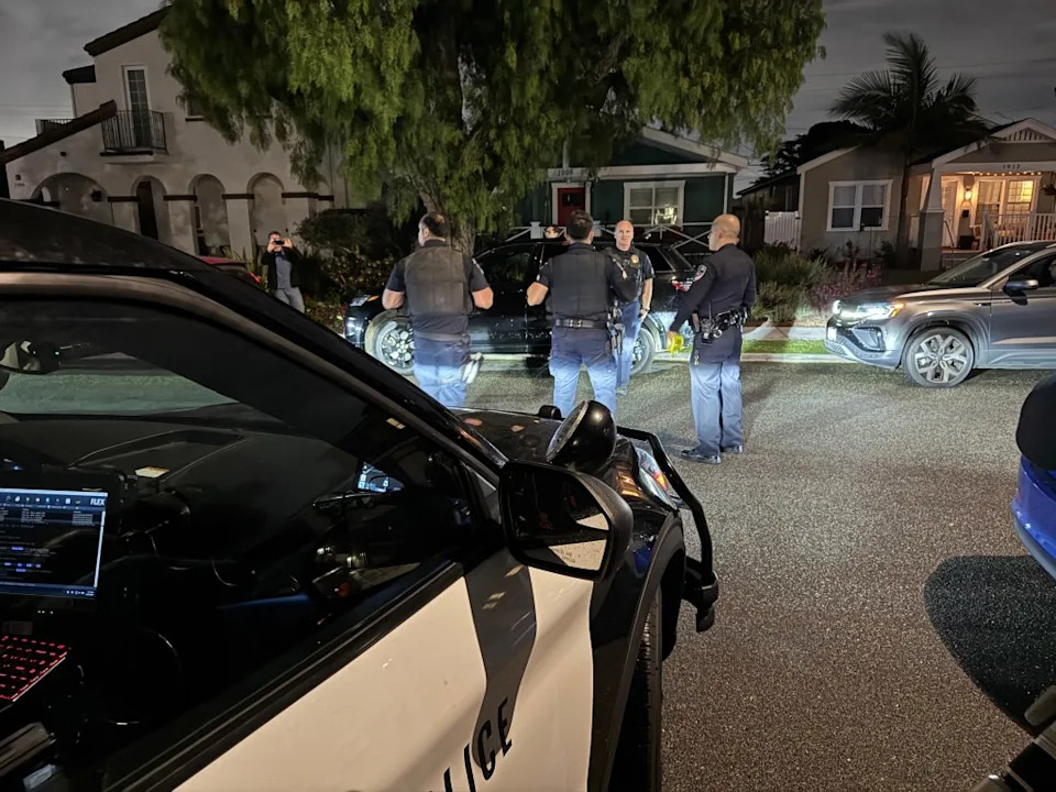 Police stand outside the home of Cole Allen in Torrance, California, on April 25, 2026. Kevin Perkins for CA Post