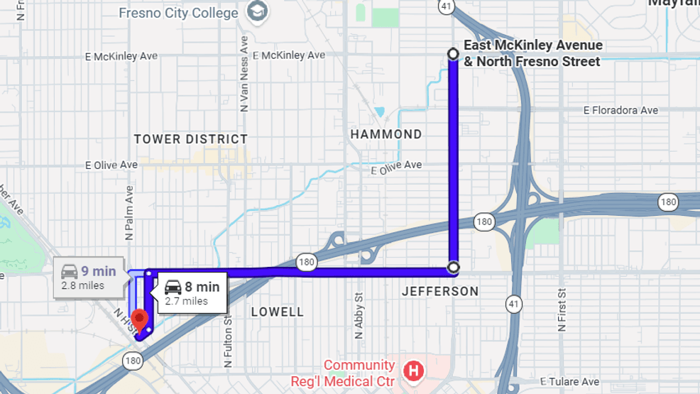 Distance between the two scenes (Courtesy: Google Maps)
