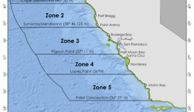 Map of California State Waters and Fishing Zones
