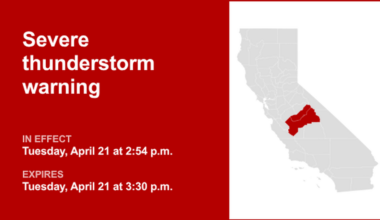 UPDATE: Thunderstorms with quarter-sized hail in Fresno and Tulare counties