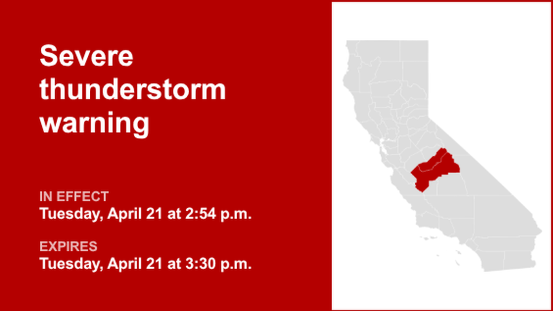 UPDATE: Thunderstorms with quarter-sized hail in Fresno and Tulare counties