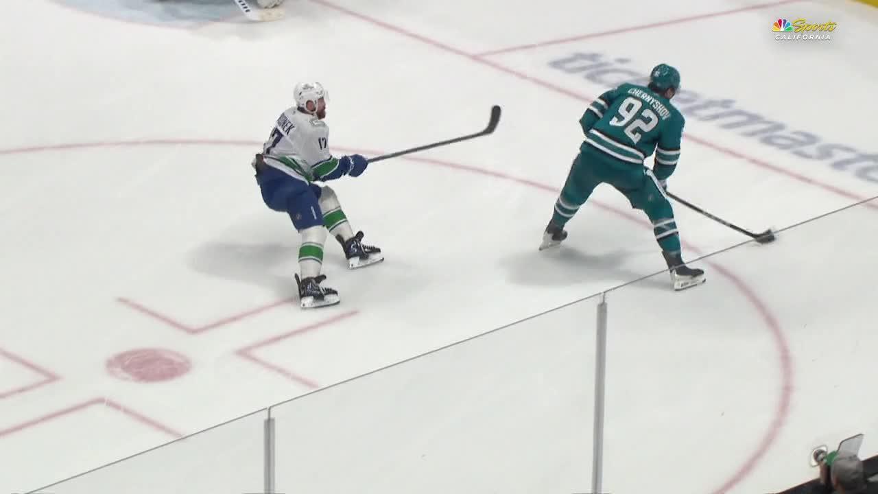 The Canucks deal a blow to the slim playoff hopes for the Sharks with a 4-3 shootout win