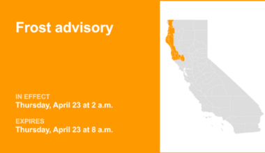 UPDATE: Frost advisory for Northern California for Thursday, says the NWS