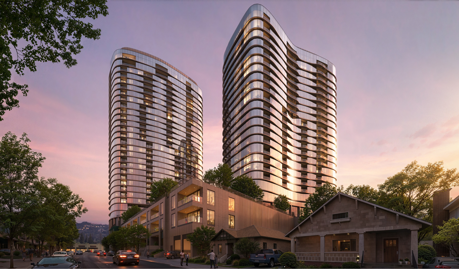 5727 College Avenue seen from Oak Grove Avenue, rendering by Solomon Cordwell Buenz