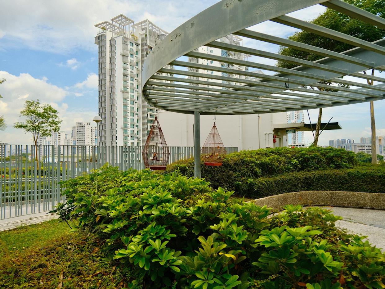 Outdoor roof garden at one of Singapore's public housing estates.