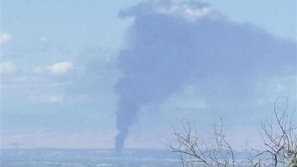 Fire crews are battling a large fire at an abandoned warehouse in east Bakersfield. PHOTO: KBAK/KBFX