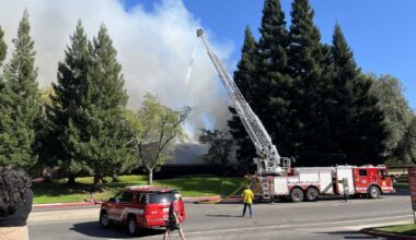 Sacramento crews fight fire at a building in the Campus Commons area