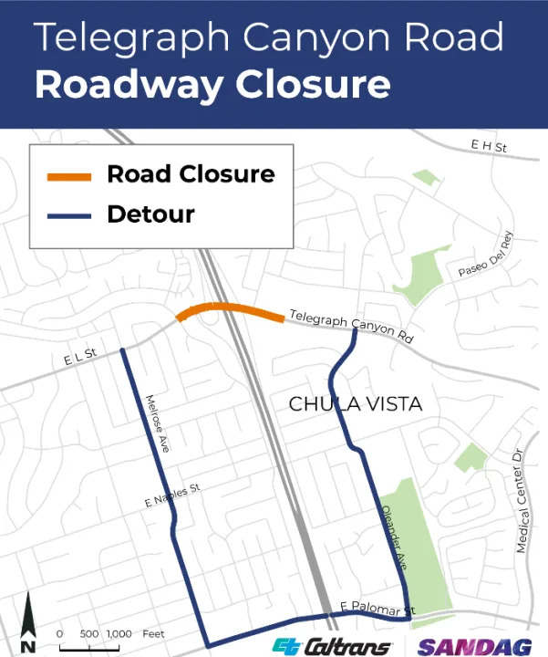 Telegraph canyon road closure (PHOTO: Caltrans)